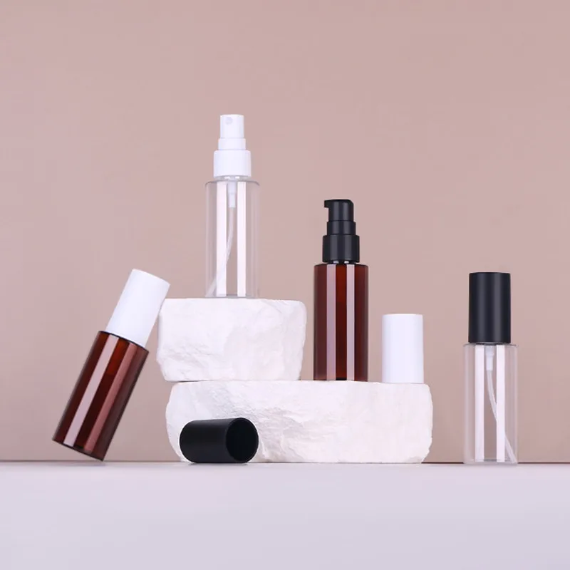10/30/50pcs 50ml Empty Plastic Spray Bottle Clear/Brown Lotion Pump Bottle Travel Perfume Atomizer Refillable Container