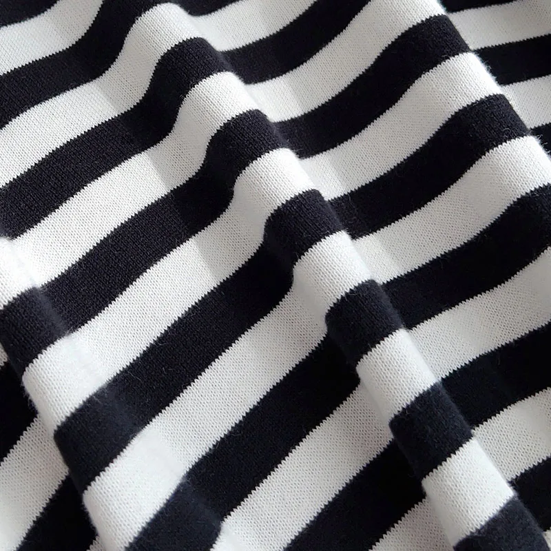 100% Pure Cotton Striped Short-Sleeve T-Shirt Summer Fashion Hot Item For Women Versatile Round-Neck Knit Short-Sleeve Shirt