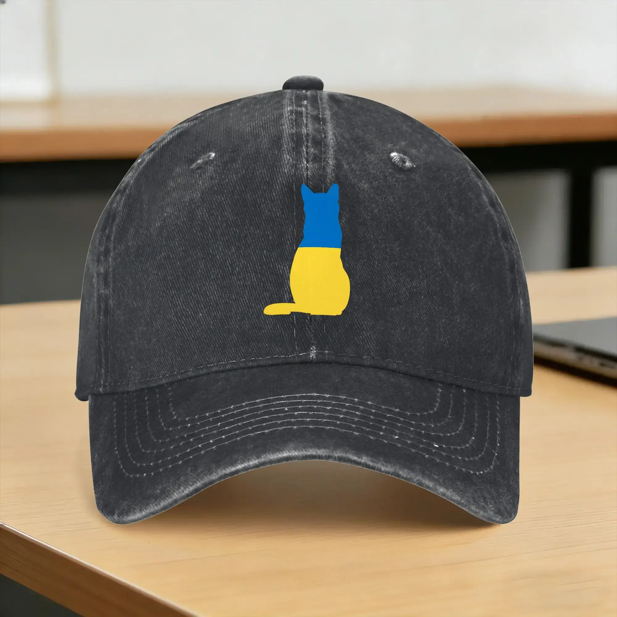

Ukraine Cat Flag Washed Baseball Cap Casual Sun Hip Hop Hats Spring Unisex-Teens Hiking Fishing Baseball Caps