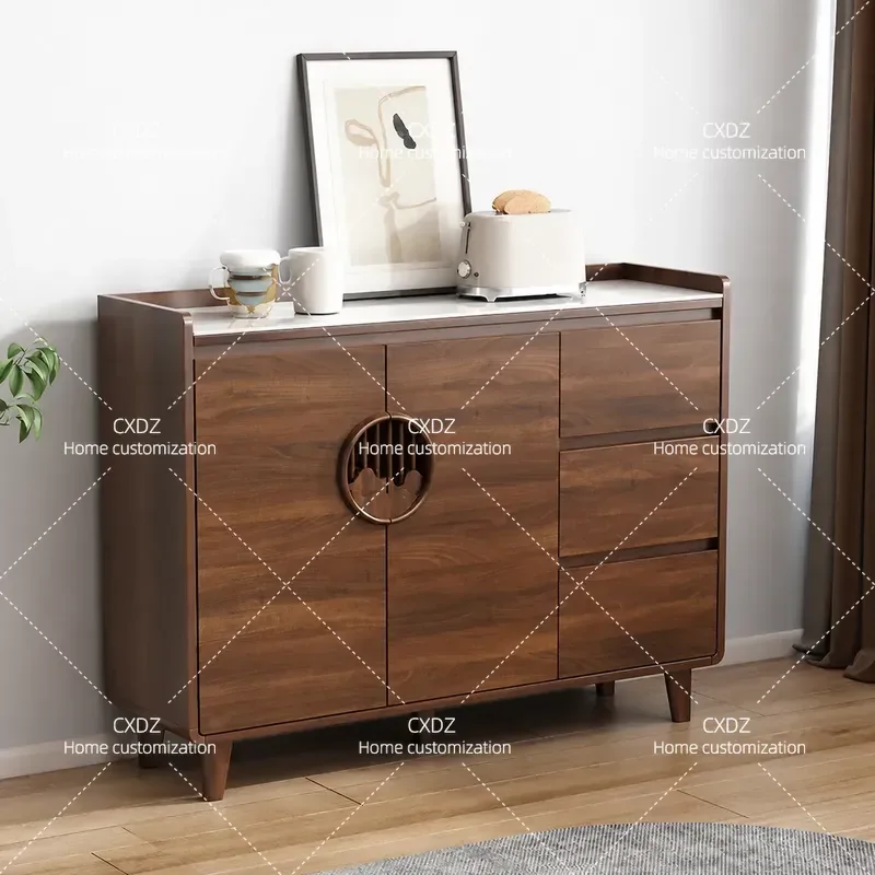 Solid Wood Dining Side Cabinet Wall Mounted Living Room Storage Locker Kitchen Tea Wine Cabinet Household Sub Locker