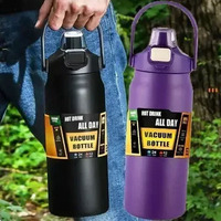 Portable Thermos with Straw 304 Stainless Steel Thermal Mug Tumbler Coffee Cup Sports Vacuum Flasks Cold and Hot Water Bottle