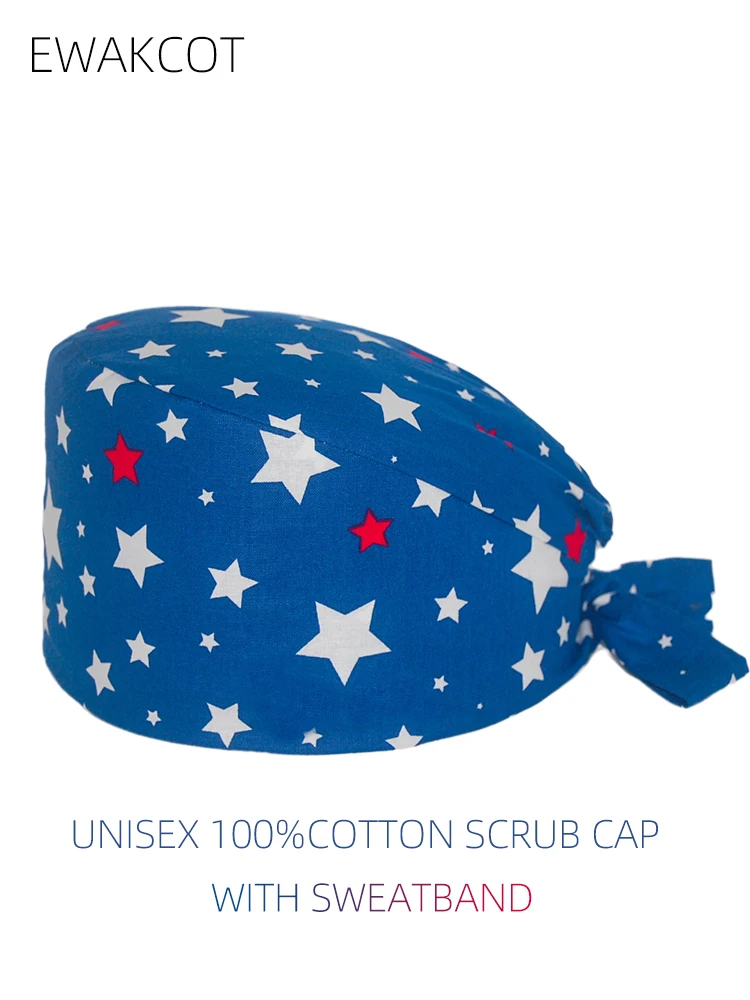 男性と女性のための柔らかい綿の看護師の帽子,スクラブキャップ,医療歯科医の帽子,手術用帽子,医療用キャップ,男性のための歯科用キャップ,高品質