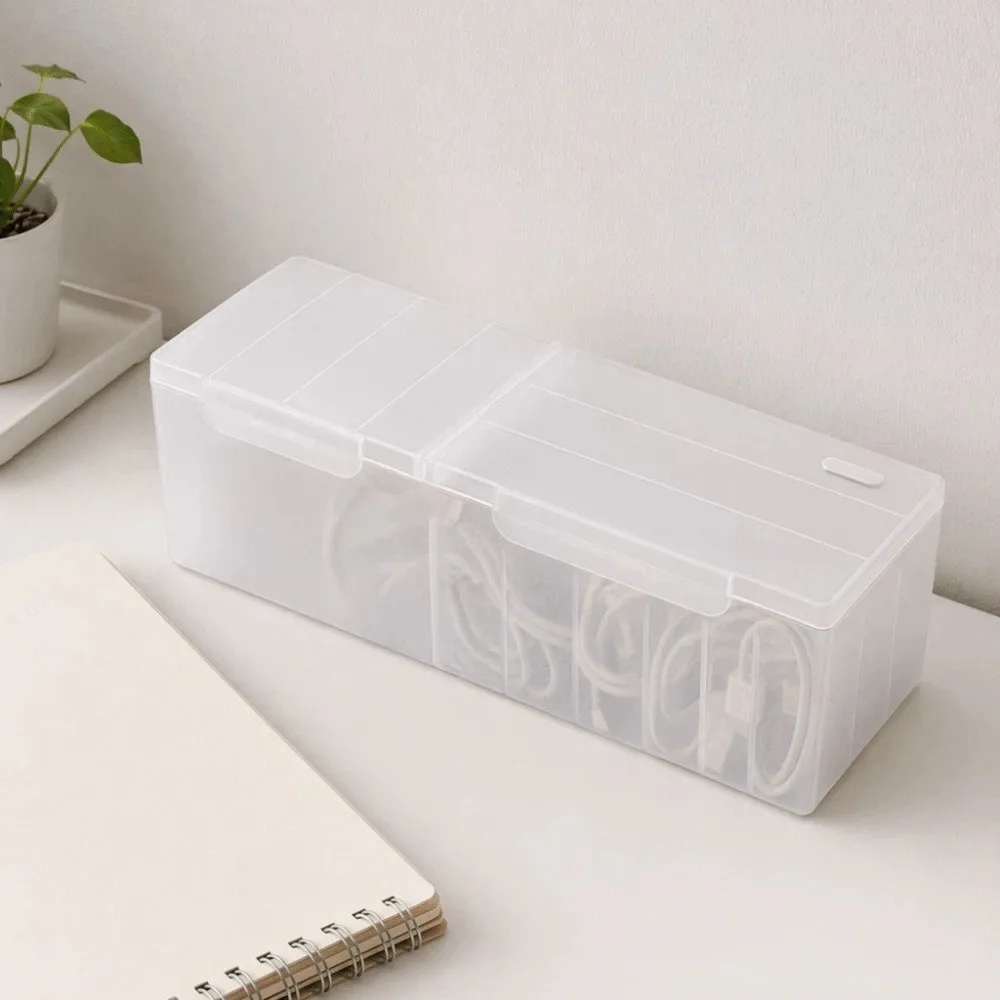 Transparent Data Cable Organizer 16 Grids with Lid Desktop Cable Storage Box Classification Durable