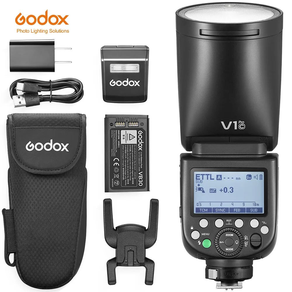 Godox V1 Pro Godox Speedlite Flash TTL HSS 1/8000s Li-ion Round Head Applicable for Canon Nikon Sony Fuji Olympus Camera Flash