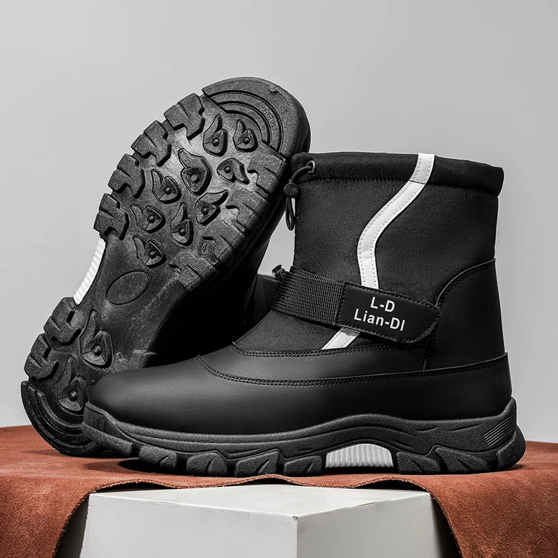 أحذية شتوية جديدة سميكة من القطن للرجال على الطراز البريطاني أحذية الثلوج الدافئة للرجال أحذية رجالية عالية الجودة في الهواء الطلق #4