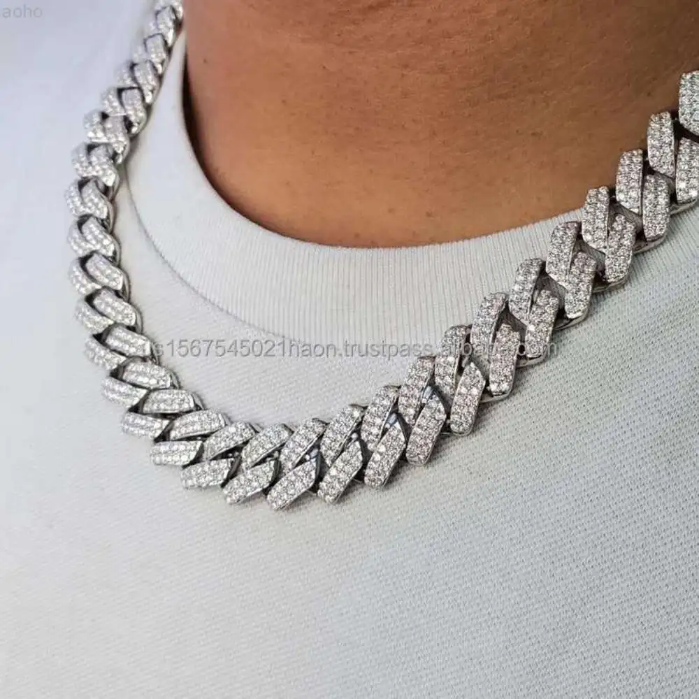 Hip Hop Women Men 14k 18k Gold 925 Sterling Silver Accessories Diamond Fine Jewelry Cuban Link Chain Moissanite Necklace