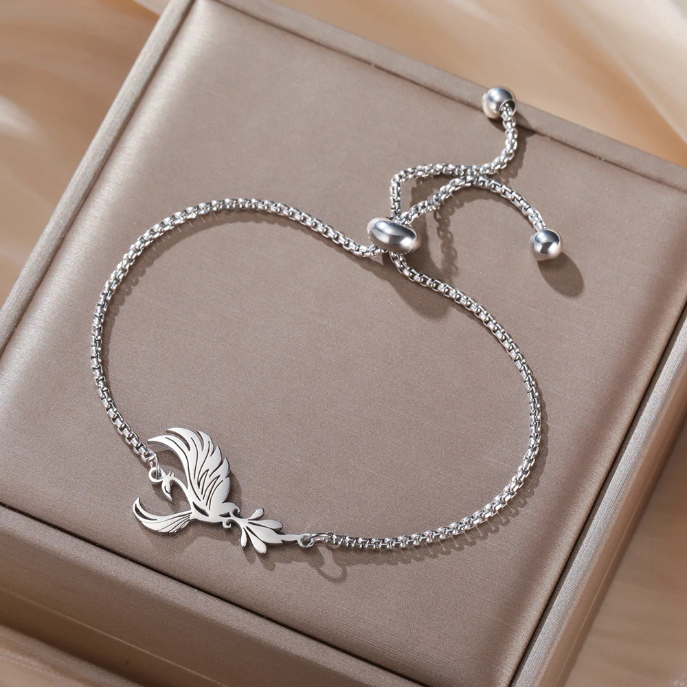 Dawapara Phoenix Bracelet for Women Mythical Bird Inspirational Bracelets Valentine's Day Gift Stainless Steel Jewelry