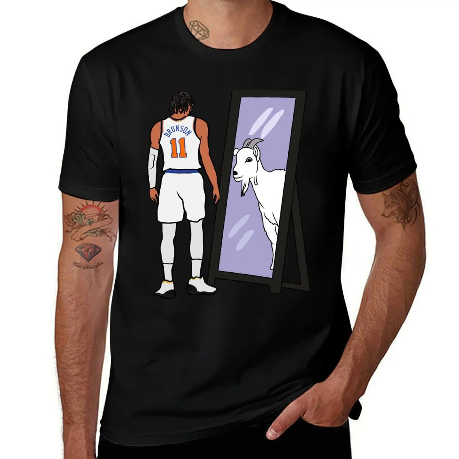 

Jalen Brunson Mirror GOAT T-Shirt customs summer top summer 2025 heavy weight t shirts for men