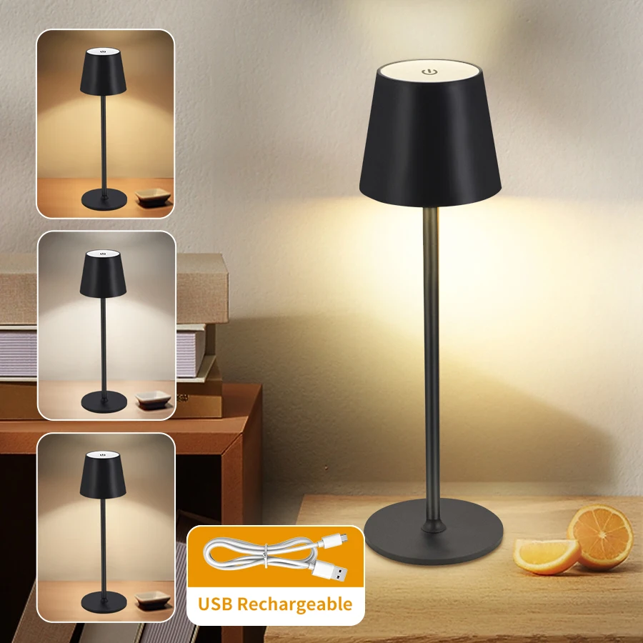 

Светодиодный настольный ночник с бесступенчатым затемнением, сенсорный датчик, ночные светильники, перезаряжаемые лампы для спальни, прикроватная тумбочка, декор для столовой