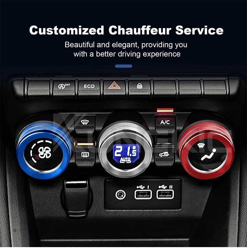 Für Renault Clio 5 2019 2020 2021 2022 2023 2024 2025 Dreifarbige AC-Einstellknopfringe ﻿ Zentrales Zubehör – Detail 6