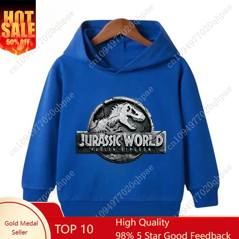

Jurassic World Dinosaur Cartoon Printed Children's Hoodie Comfortable Soft Autumn/Winter Warm Hoodie