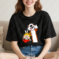 Calvin and Hobbes Vintage Comic Graphic TShirt Cotton with Classic Cartoon Print Tee Men Women Casual Loungewear Streetwear Tops