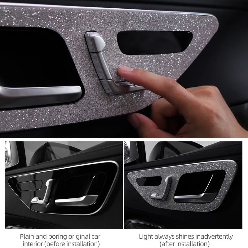 TPU brilhante adesivos decorativos para mercedes, botão de volante, chave interior, acessórios do carro, W206, C200, 220, 2022-2024