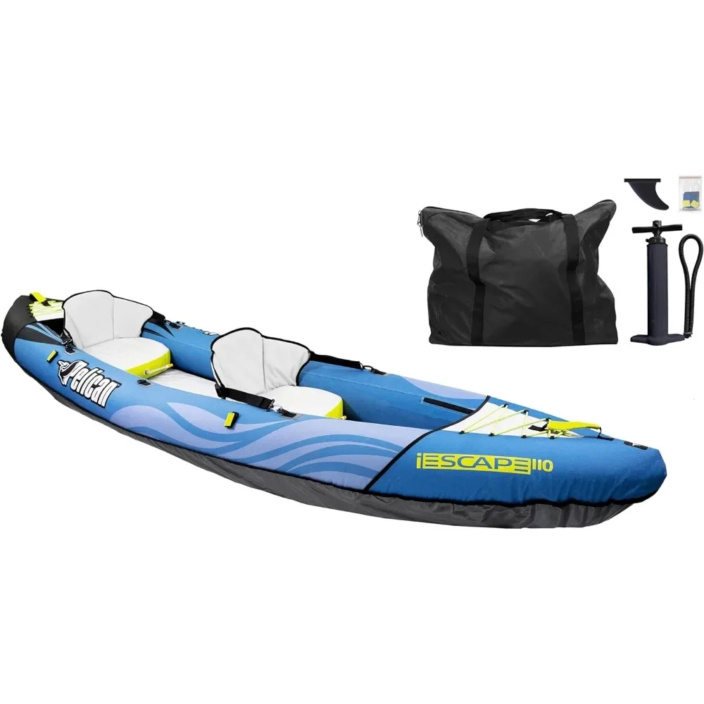 Inflatable Tandem Kayak  Recreational Convertible Kayak  Compact, Stable and Fun All in One  Transport Bag & Pump Include