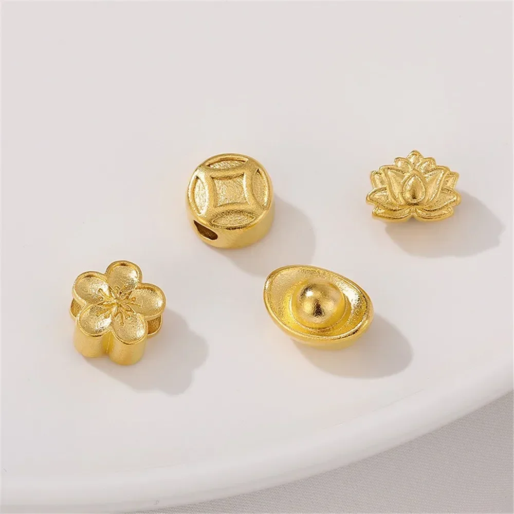 Strong Color Preservation Vietnam Sand Gold Ingot Copper Wire Lotus Bead Pendant DIY Handmade Bracelet Necklace Accessories