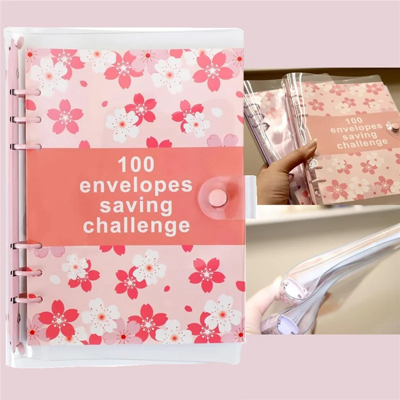 A19E-100 Envelope Challenge Binder Fun Way To Save 5,050 - Savings Challenges Binder, Budget Binder With Cash Envelopes