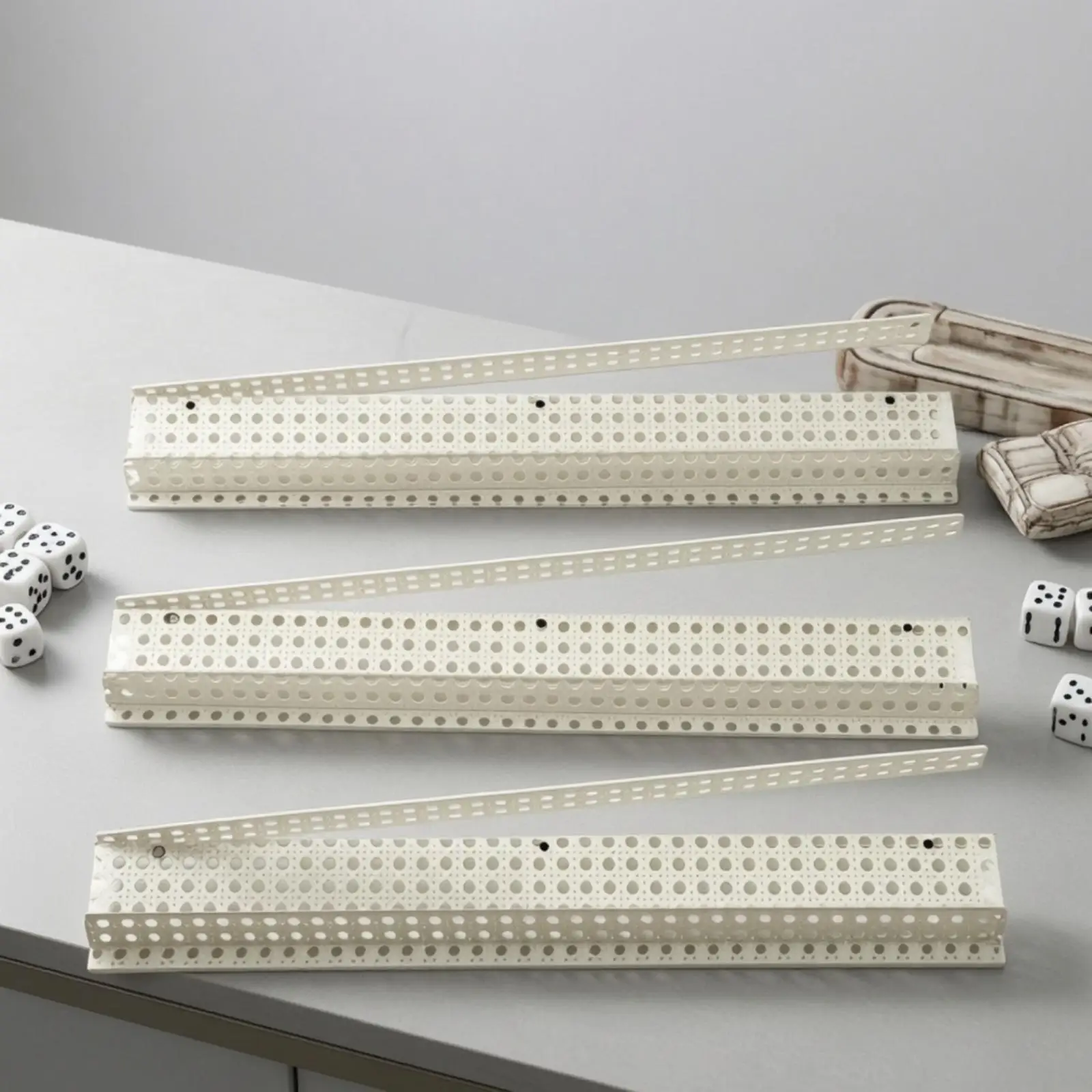 Mahjong Tile Rack Pusher for Home Entertainment with Rattan Weave Accent and Compact Size