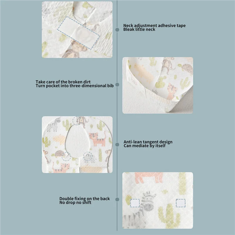 

AS96-80 Pcs Baby Disposable Bibs Non-Woven Fabric Baby Toddler Bibs Feeding Saliva Apron Paper Bibs Portable Bibs