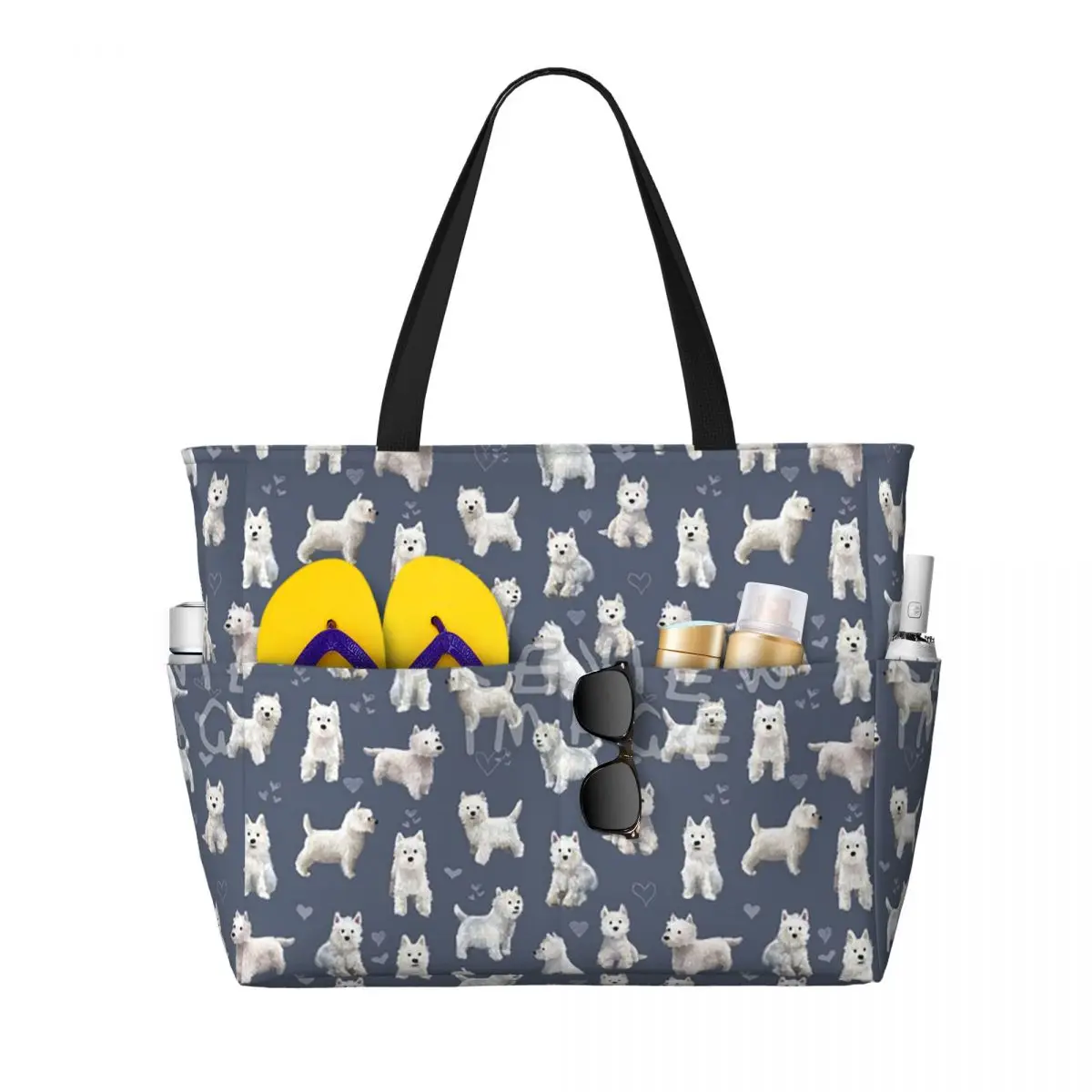 

The West Highland Terrier BLU Beach Tote Bag Sport Gym Yoga Duffle Large Tote Bag Women Travel Bag Fitness bag
