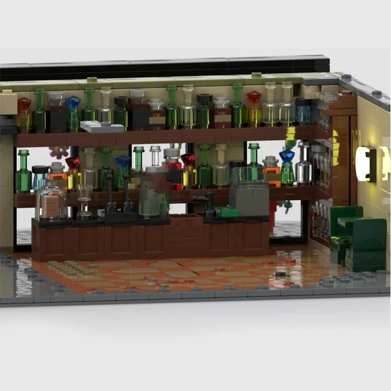 Tijolos técnicos moc cidade vista de rua modelo cocktail bar blocos de construção modulares presentes brinquedos para crianças conjuntos diy montagem