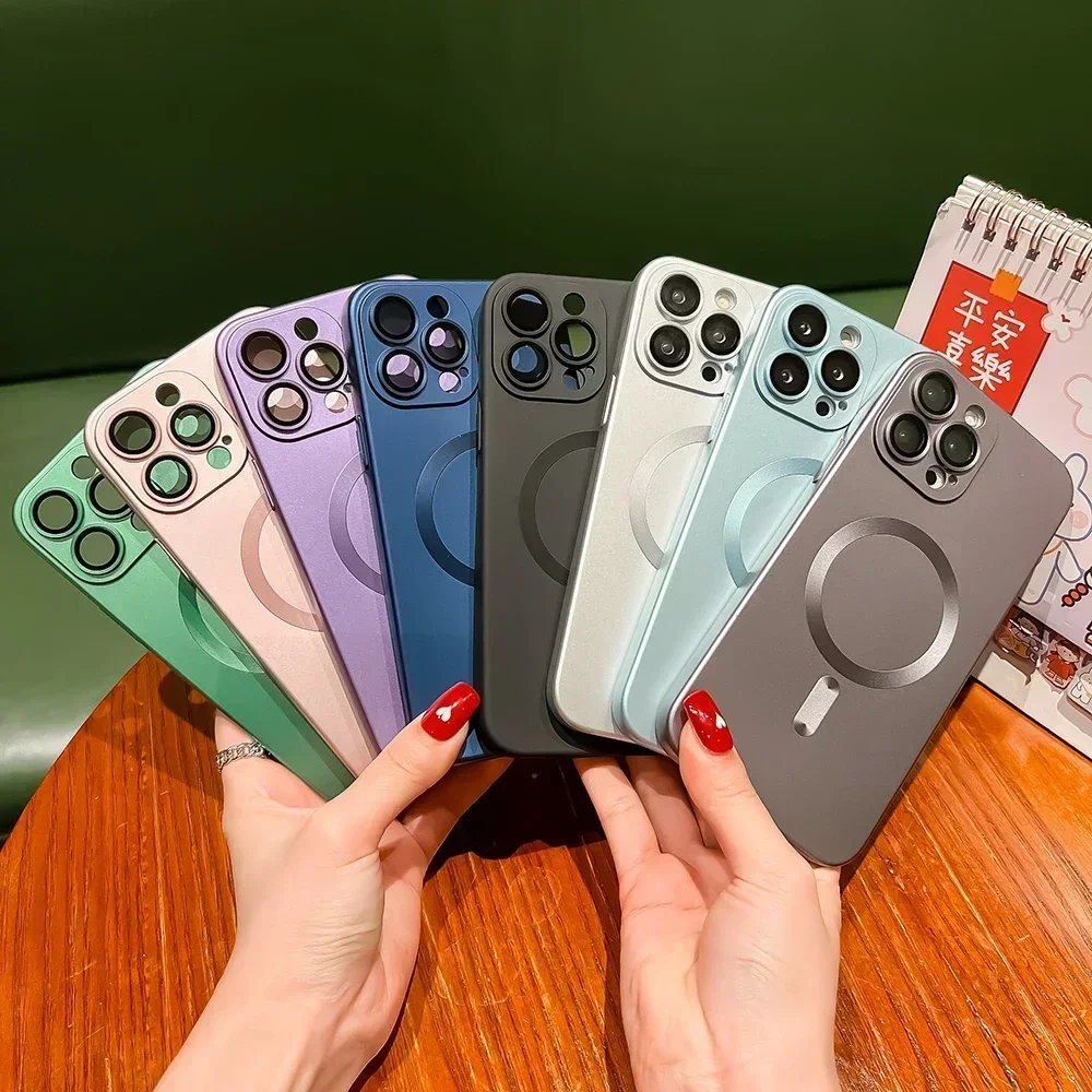 آيفون 16 15 14 13 12 11 برو XS ماكس XR X 8 Plus SE 2022 2020 Magsafe المغناطيسي شحن لاسلكي حافظة لينة غطاء خلفي من البولي يوريثان