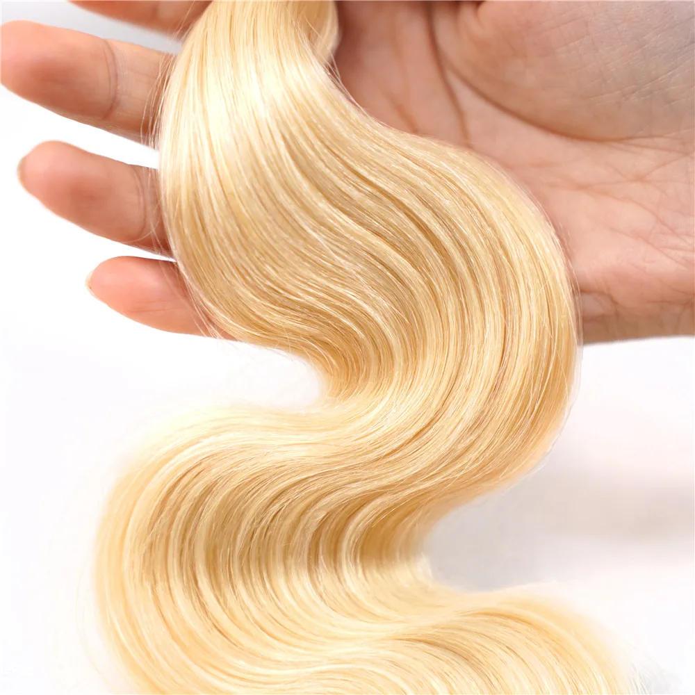 Body Wave Human Hair Bundles 613 Blonde Curly Bundles Hair Extension 1/3/4 Bundle 100% Human Hair No Shedding Cosplay Hair Weave