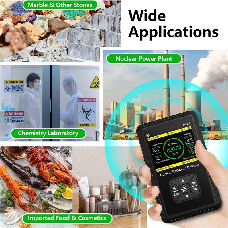N93R Geiger Counter Nuclear Radiation Detector - Portable Handheld Beta Gamma X-Ray Radiation Monitor Meter With LCD Display