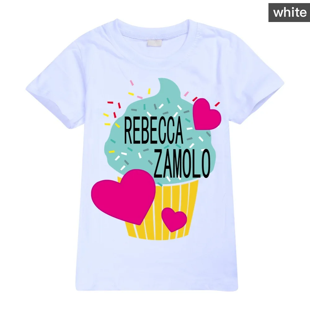 REBECCA ZAMOLO-Camiseta informal de dibujos animados para niños, ropa 100% de algodón, a rayas, Tops1518