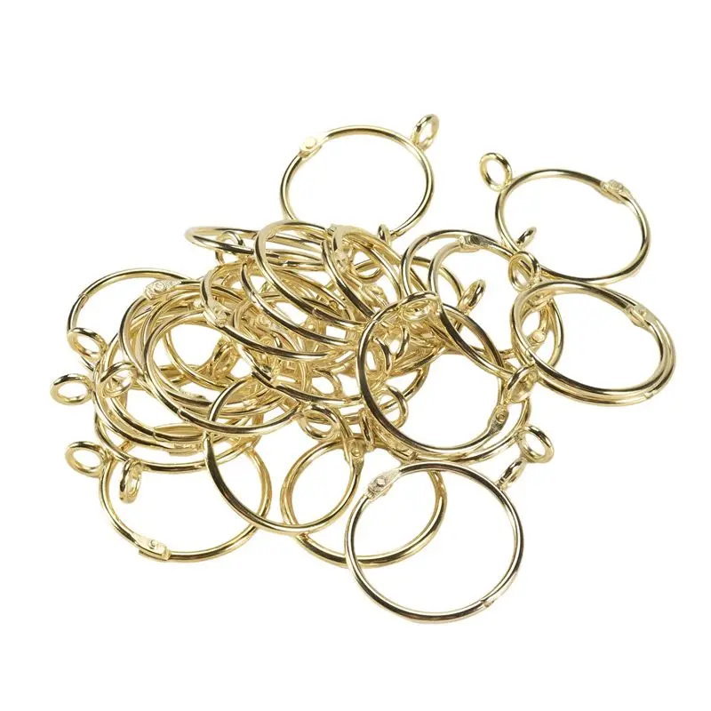 THIVN-30 Pcs Openable Gold Curtain Rings Open And Close Metal Rustproof Drapery Loops With Eyelet For Hook Pins (1.5 Inch)
