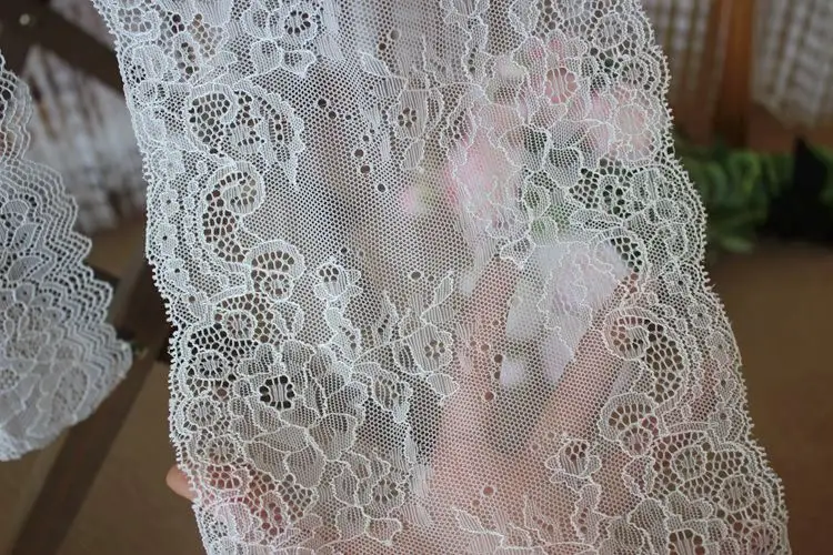 Black Off White Color Soft Good Touch Stretch Mesh Lace Trim Diy Handmade Craft Patchwork Fabric 18-19cm SC473