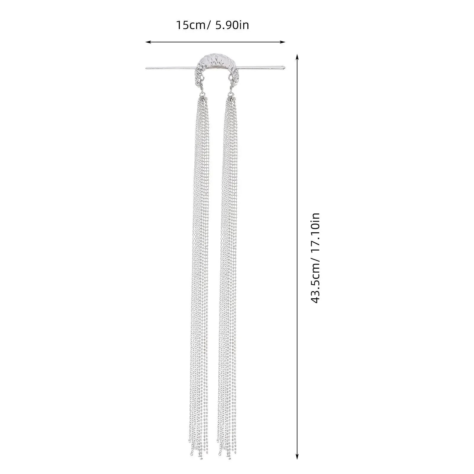 Chinese Hair Pin Long Tassel Vintage Metal Chignon Updo Holder Hanfu Styling Accessory for Women and Girls