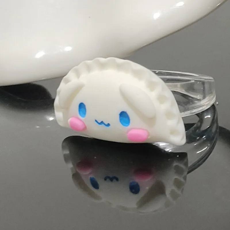 Sanrio Cartoon Character Cinnamoroll Hello Kitty Rings Simulation Food Dumplings Ring Students Anime Peripheral Accessories