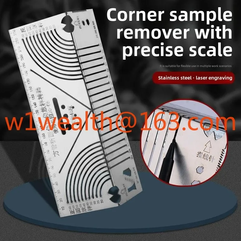 Square tube folding round ruler square steel folding 90 degrees arc angle drawing line ruler square tube changing right angle