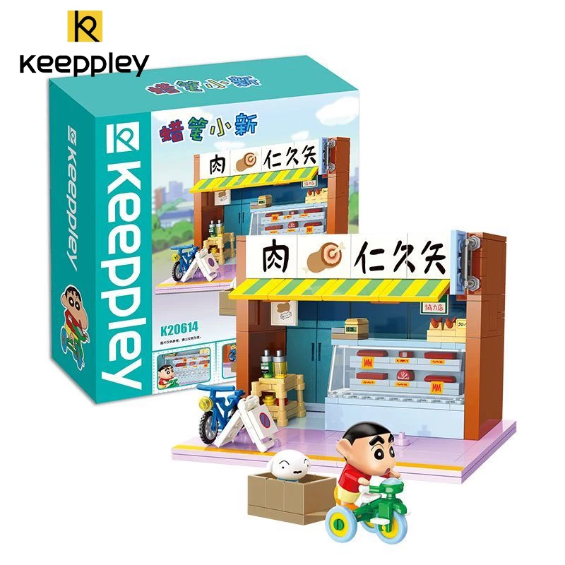 Nieuwe Keeppley Crayon Shin-Chan Bouwsteen Schoolbus Woonkamer Street View Model Bureau Decoratie Kinderspeelgoed Meisje Cadeau