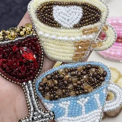 Handmade weave Teacup Popcorn Cookies Dessert Bead Patch Applique Sew On Clothes Shoes Bags Decoration Patch DIY Badge Ornament