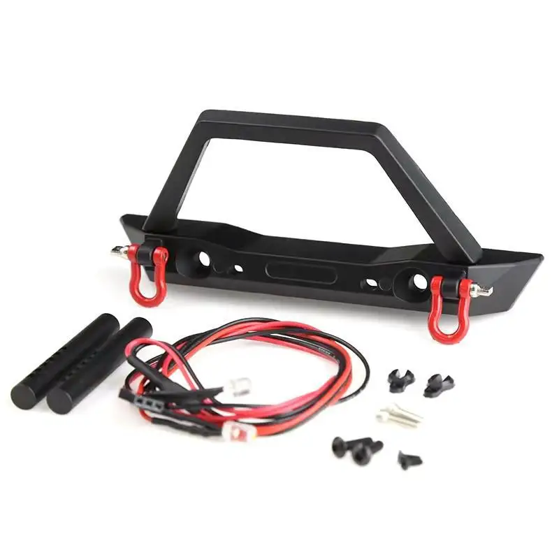 Metal Front Bumper W/ Lights Lamp Upgrades Parts Accessories For 1/10 Rc Crawler Trax Trx-4 Axial Scx10 Ii 90046/47