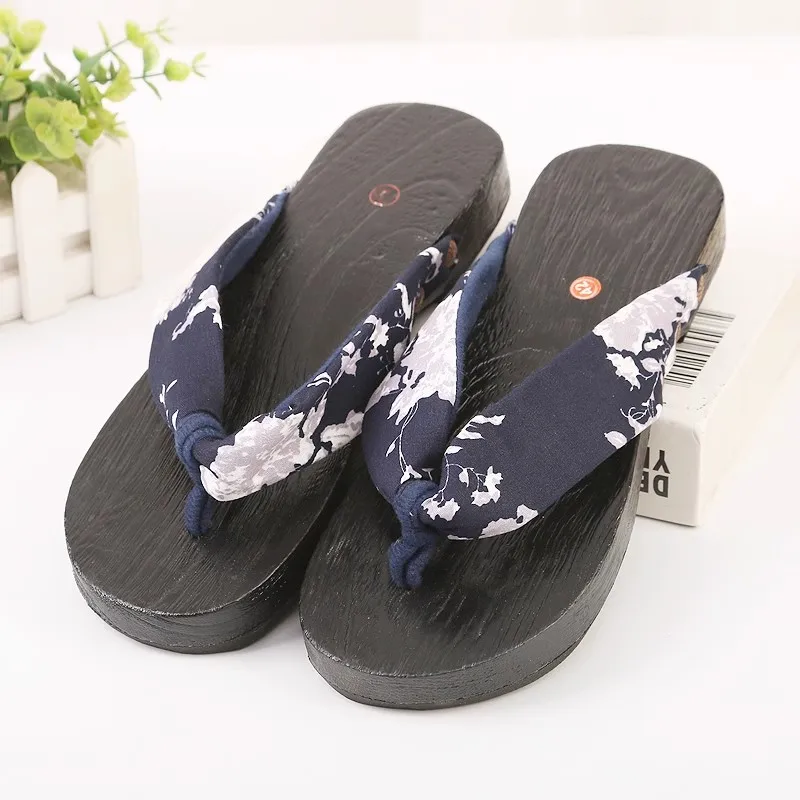 Anime Ninja ฤดูร้อน Clogs รองเท้าแตะผู้ชายผู้หญิงคอสเพลย์รองเท้าสไตล์จีน Dragon Stripe Flip Flops Geta Unisex SAMURAI รองเท้าแตะ