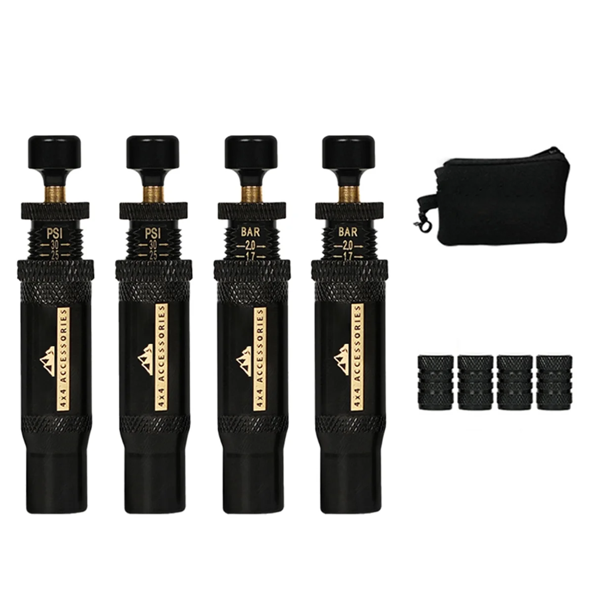 ABYL Verstelbare Auto-Stop Tire-Deflator Valve Kit (10-30 PSI) 4-delige opschroefbare Tire Air Down Tool voor voertuigen motorfiets