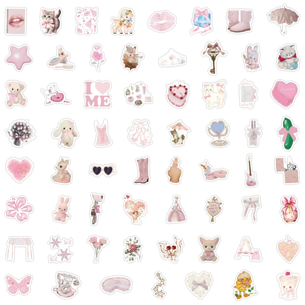 10/30/60PCS Funny Pink Coquette Stickers Toys Cute Cartoon Decals DIY Skateboard Fridge Notebook Fridge Guitar Kawaii Sticker