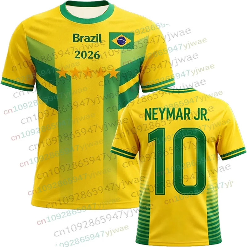 Neymar 10 & VINI JR 3D Printed Football Jersey For Men Women Summer Fashion Sports Quick-dry Breathable Parent-child Soccer Tees