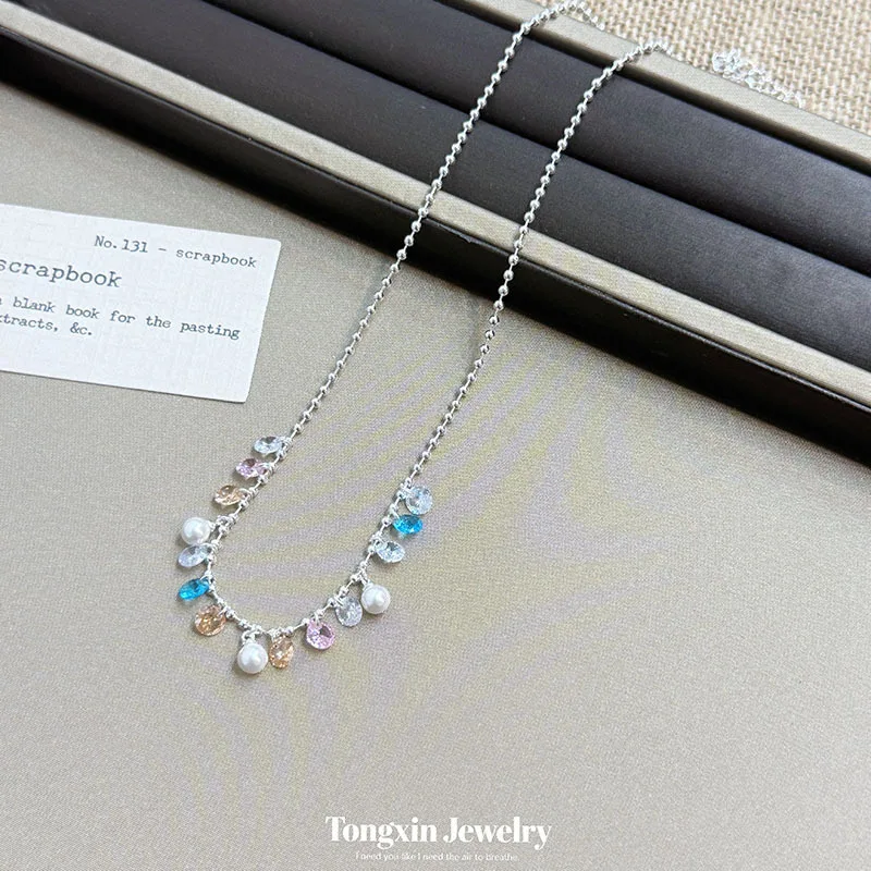Color zircon bead necklace - gentle, elegant, versatile and stylish accessory to enhance your appearance