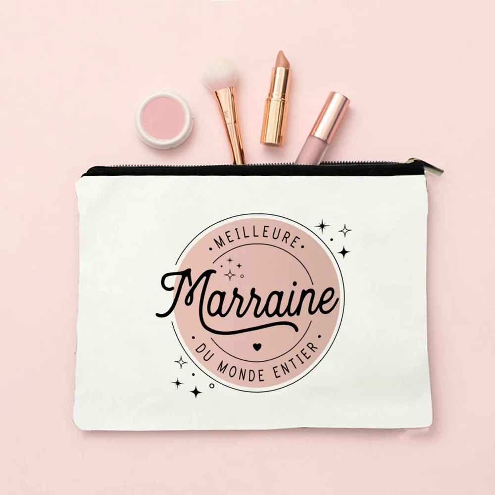 Bolsa de cosméticos con estampado de la mejor madrina del mundo te amo para siempre, bolsas organizadoras de artículos de tocador de viaje, regalos, bolsa de maquillaje, Neceser para mujer