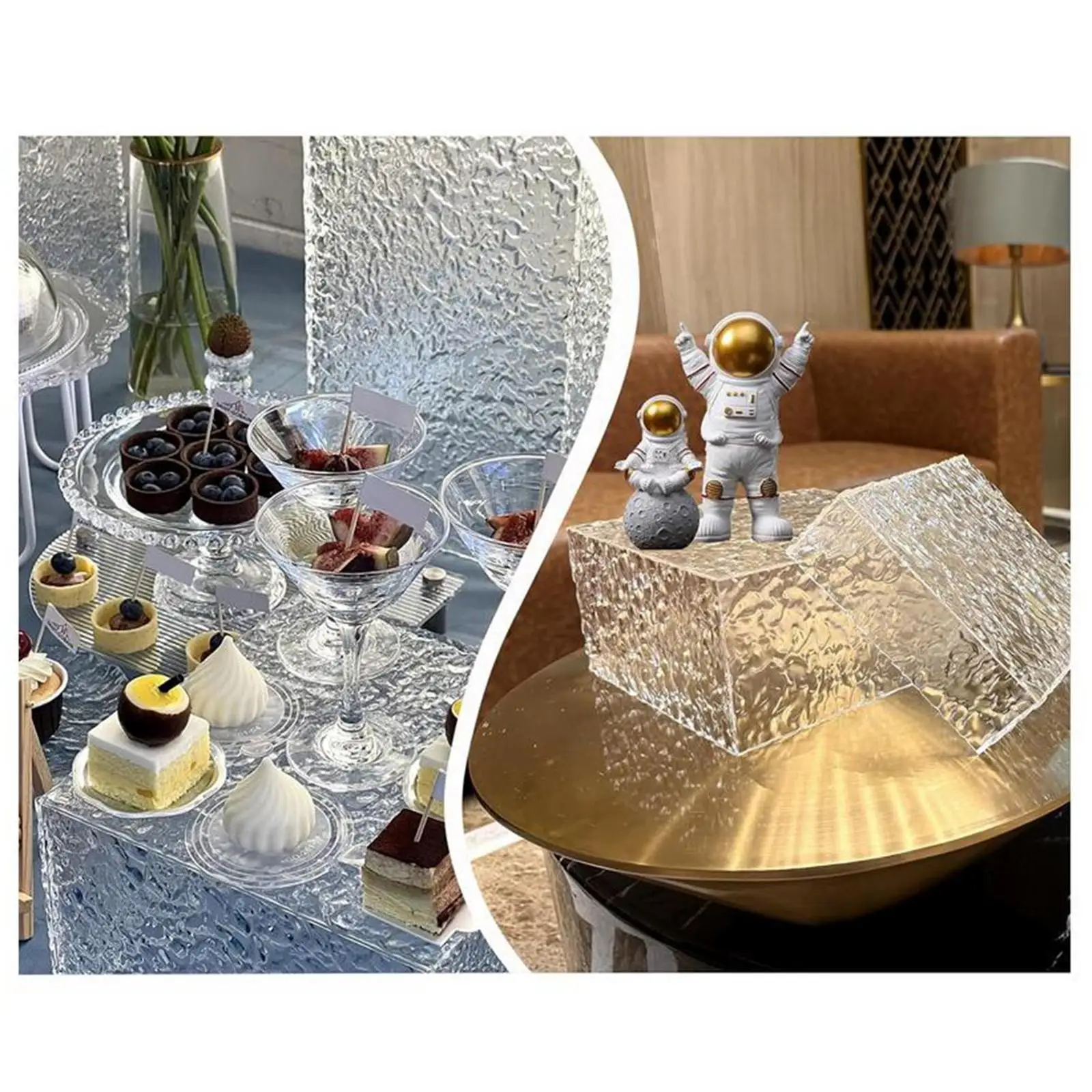Acrylic Display Riser Stand Buffets Hollow Bottom Tiered Cube for Catering Cakes Retail Cosmetics Showcase