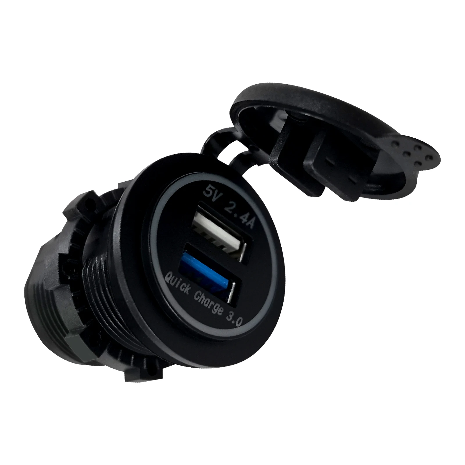 Max Dual USB Charger Waterproof PD 3.0 & QC 4.0 Socket with Blue LED for 12V-24V Car Boat RV Marine Motorcycle ETL Certified RV