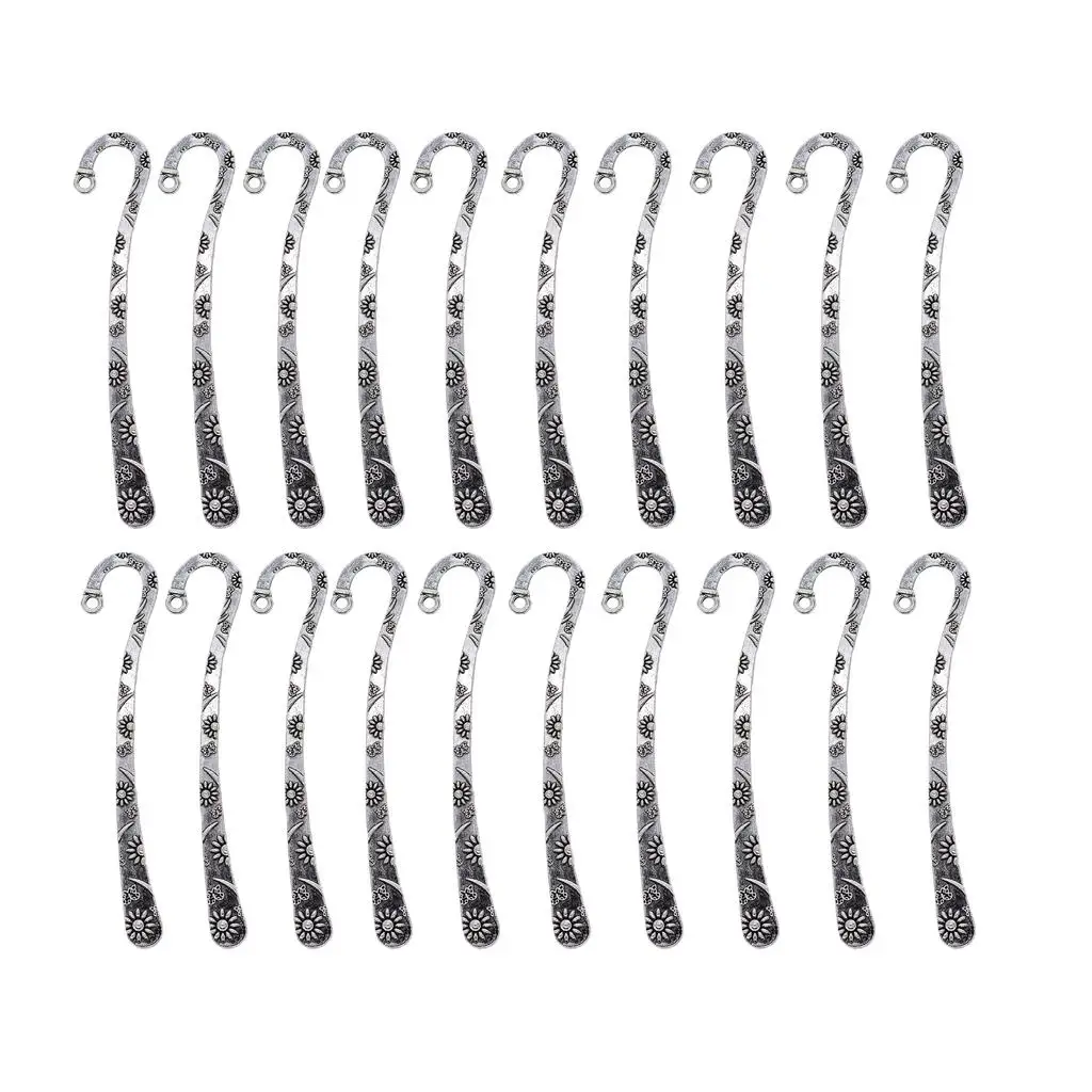 20 Pieces Silver Daisy Flower Metal Bookmark Hooks Beading Book Marks