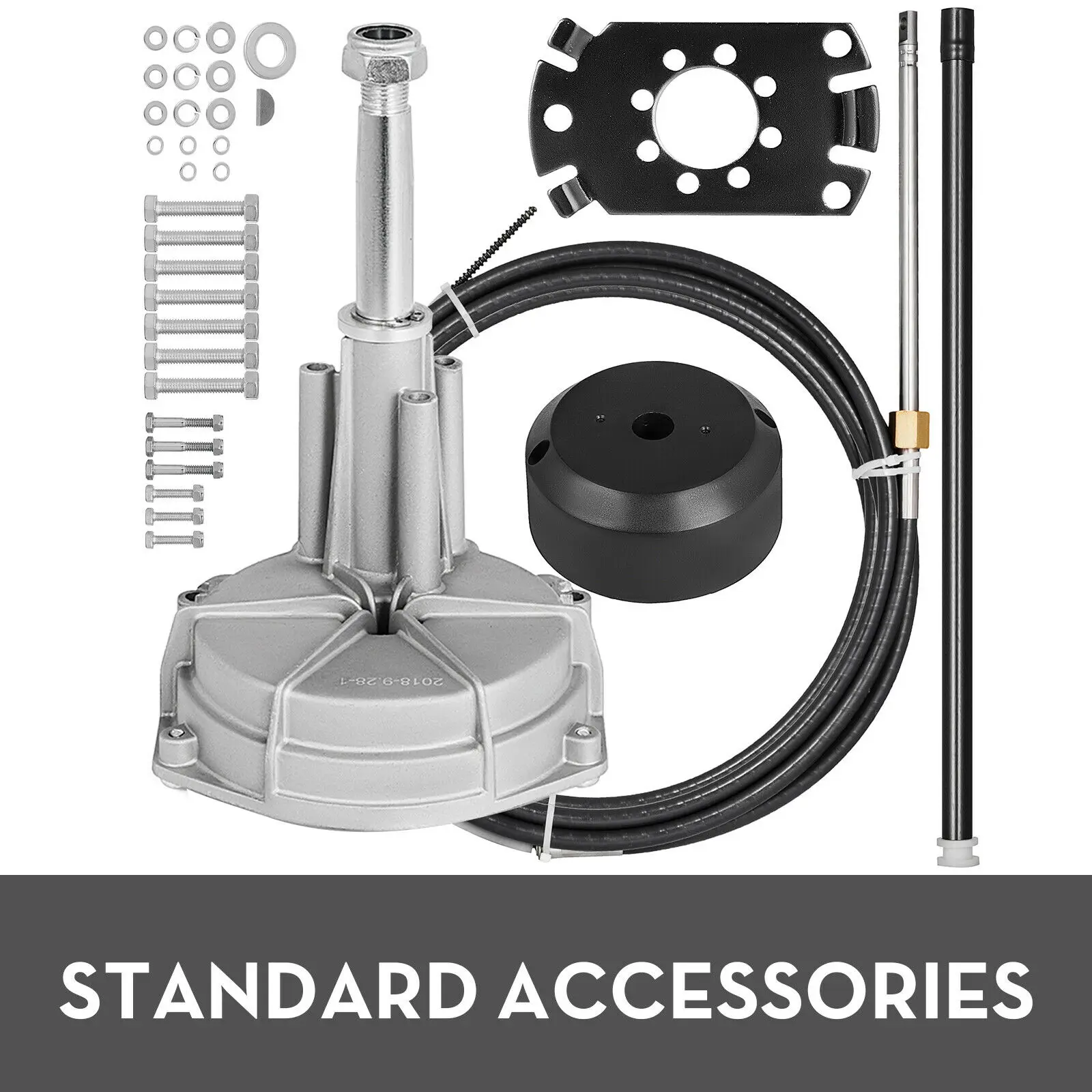 Marine Engine Turbine Rotary Kit Mechanical Cable & Wheel 10-18Ft Steering Cable Steering Helm Single Rotary Gear