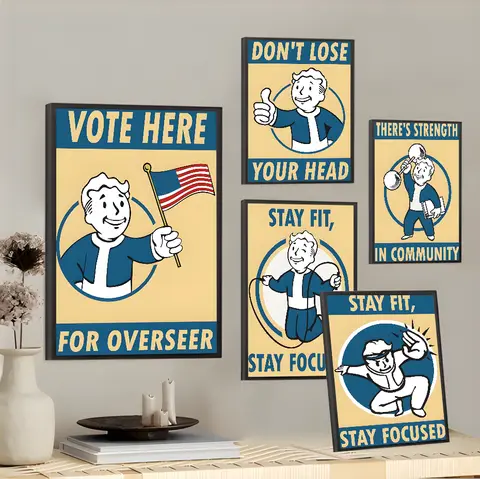 Cool F-FalloutS 4 Game Retro HD Thumb Poster Sticky Wall Art Printing Waterproof Home Living Bed Room Bar Aesthetic Decor