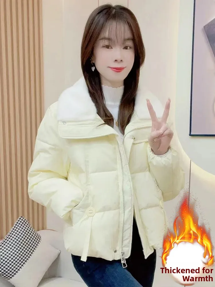 Damska kurtka zimowa Sli Thiened z bawełny, modna, ciepła, puszysta, podszyta, odzież wierzchnia w stylu koreańskim, zapinana na zamek.