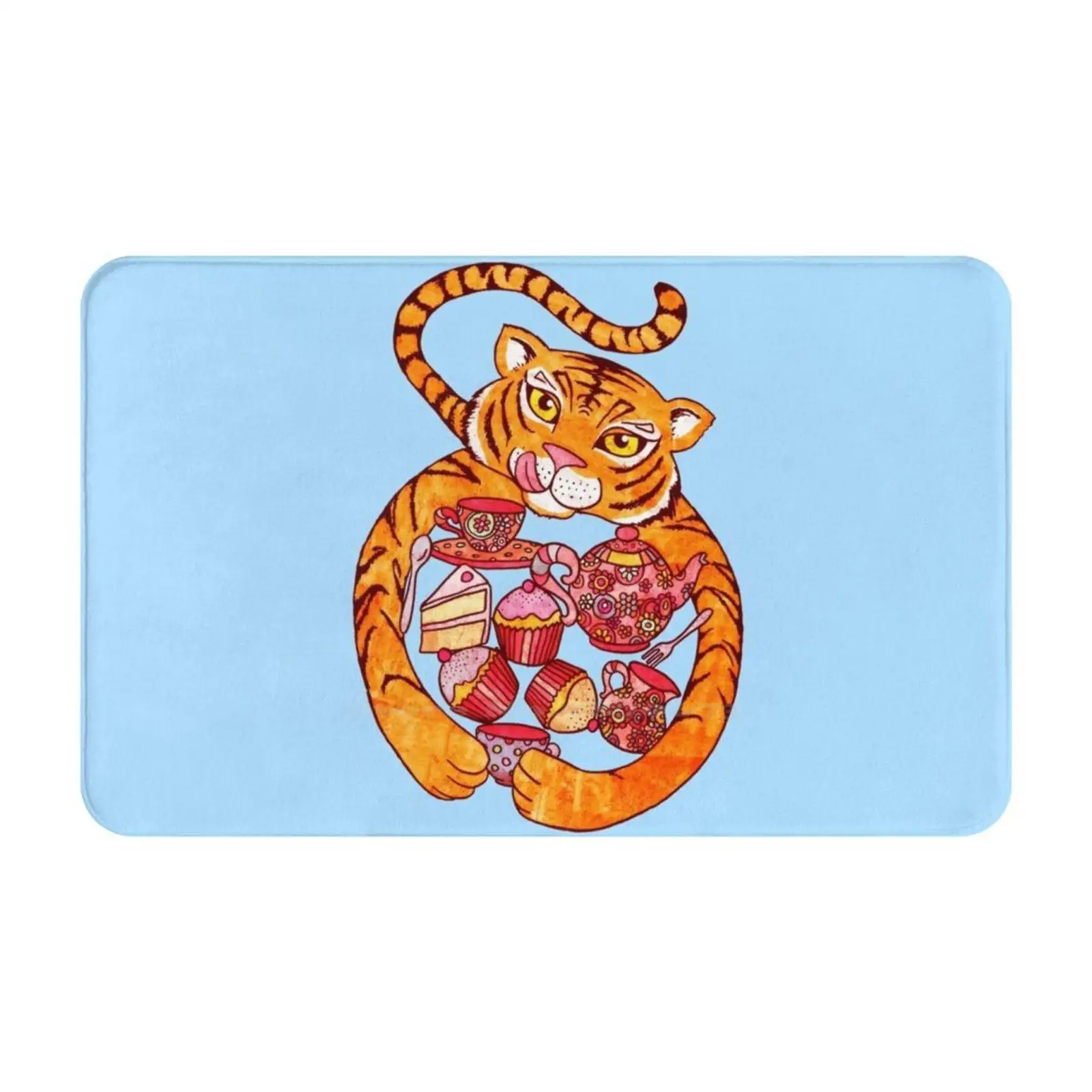 The Tiger Who Came To Tee Soft Cushion Car Home Carpet Door Mat Micklyn Teapot Cute Kids Cupcake Funky Girly Storybook The