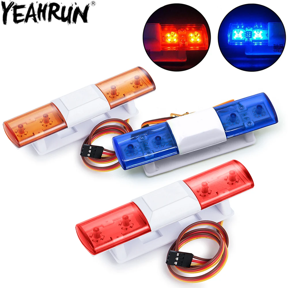 Yeahrun 105/115/145mm multi-função piscando rc carro polícia luz led luz alarmante para 1/8 1/10 trx4 scx10 tamiya peças